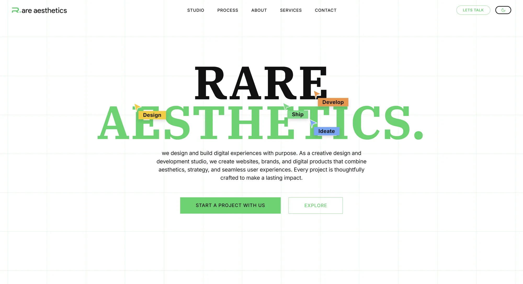 Rare Aesthetics Animated Hero Section